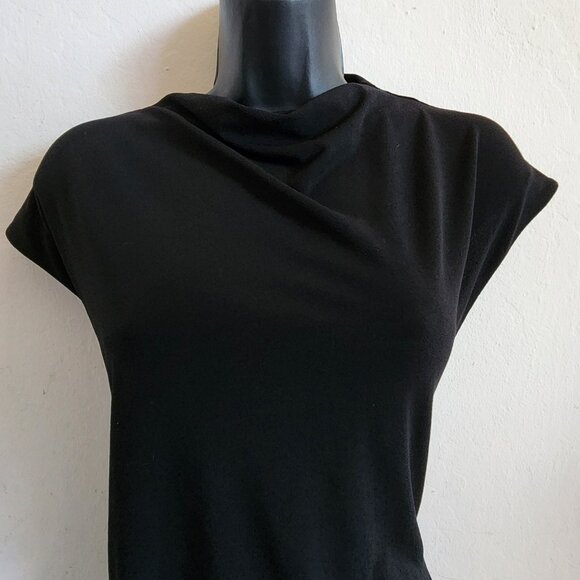 By Malene Birger side drape/ruching hi-lo black t-shirt Dress Sz M - Picture 8 of 11
